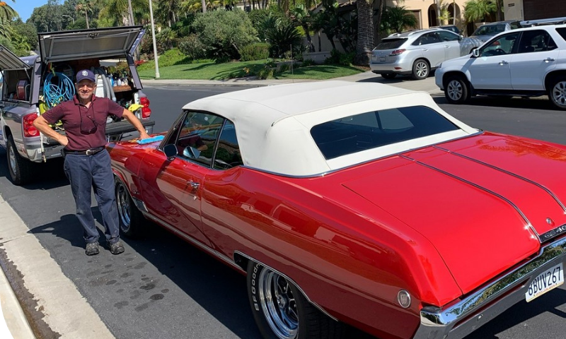 water spots on car paint before exterior detailing in San Diego