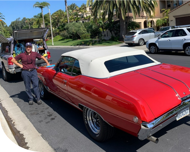 water spots on car paint before exterior detailing in San Diego